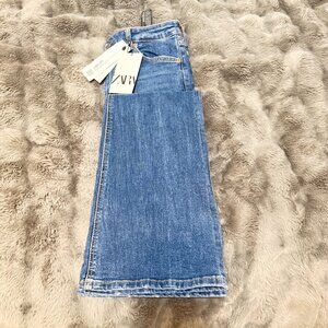 NWT $129 Authentic ZARA Women's High Waist Skinny Flare Blue Jean Sz.8 (28 X 33)
